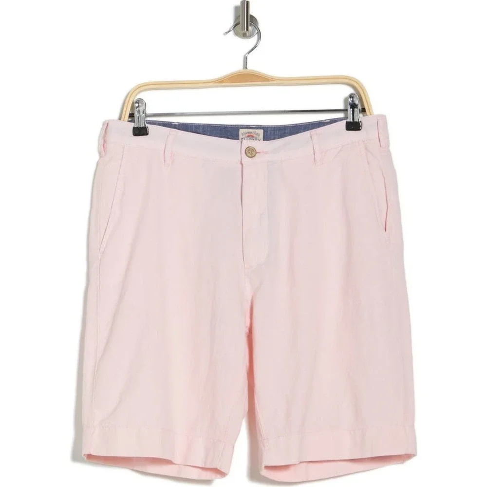 Faherty Men's Malibu Linen & Cotton Chino Shorts in Pink Size 38